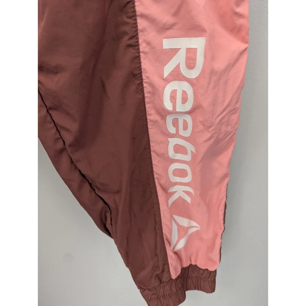 REEBOK Women's Maroon Pink Joggers M Elastic Ankle Pockets Drawstring Mesh Lined